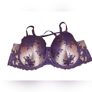 Torrid 46DD  CURVE Plunge Push-Up BRA Purple Lace Underwire Tapestry Lolita